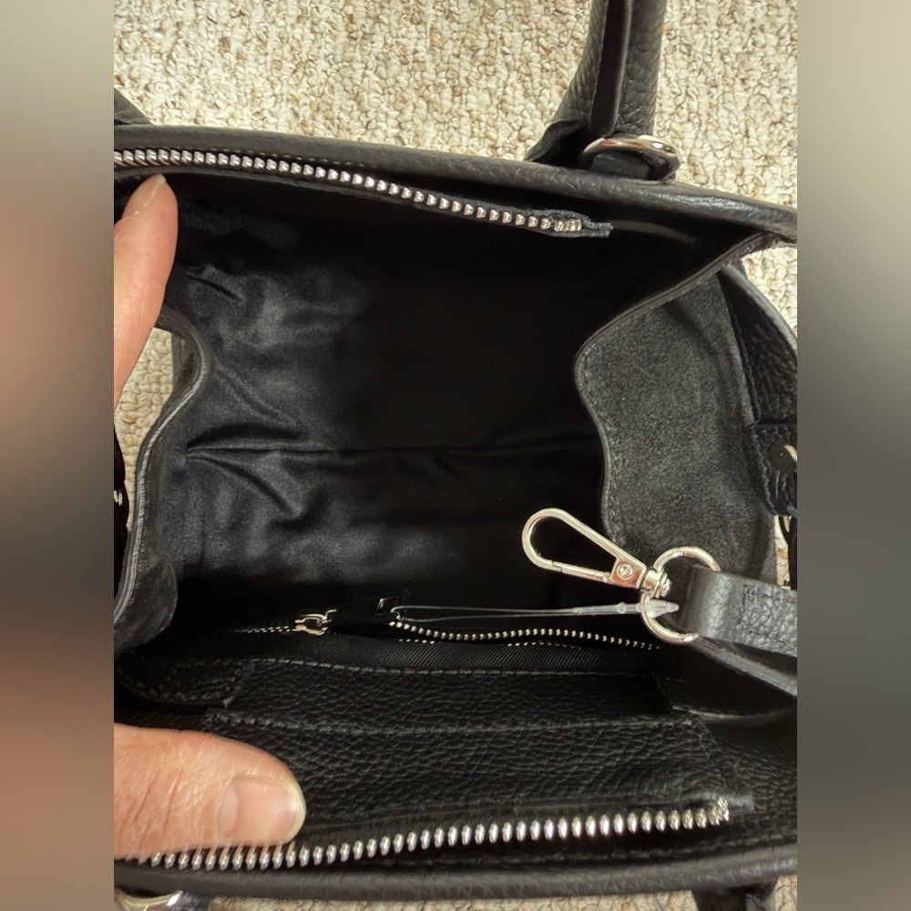 Lilium Firenze Made in Italy Genuine Leather Black Satchel new with tag - Picture 6 of 10